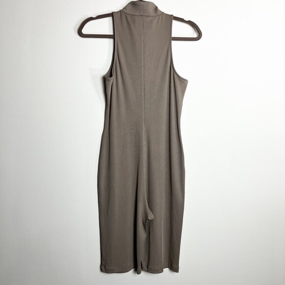 Nicholas Paola Jumpsuit Short Bodysuit Ribbed Mock Neck Tan Zip Women’s S NWT - Picture 4 of 11